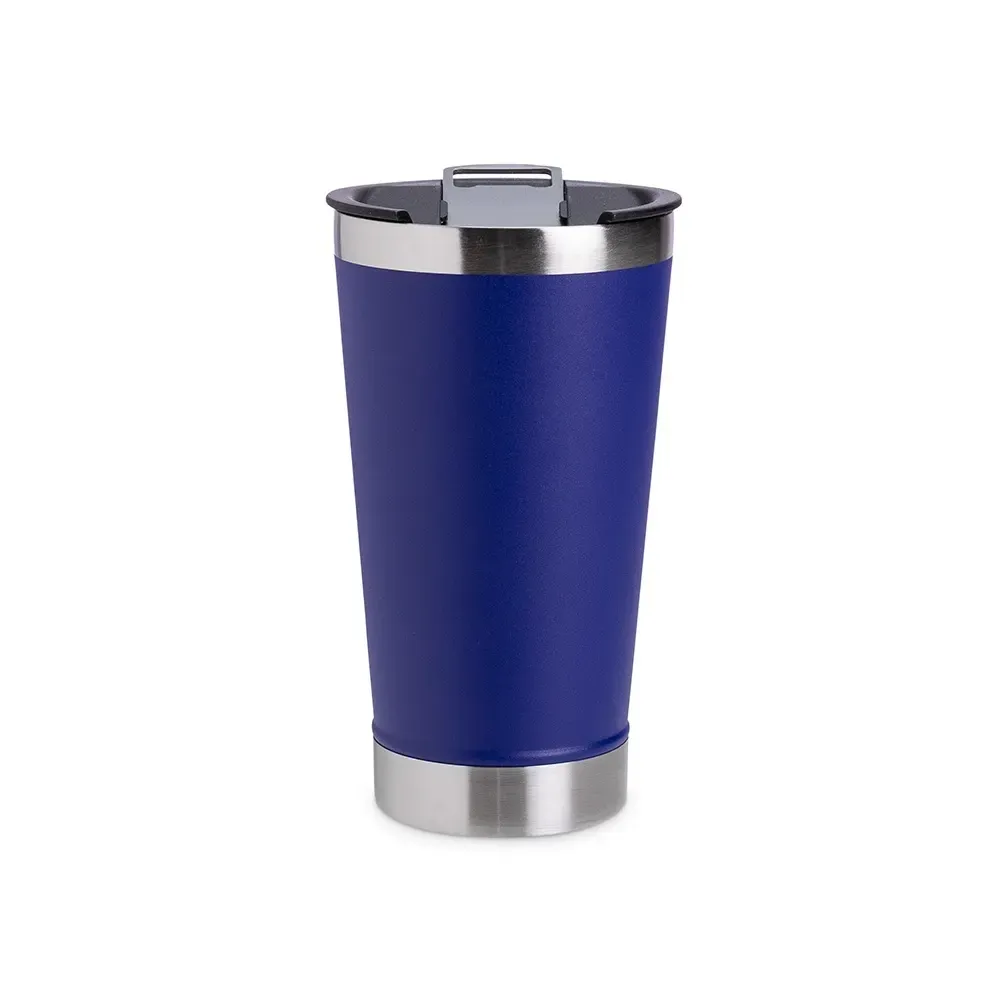 Copo inox personalizado 500ml com abridor de garrafa, azul escuro