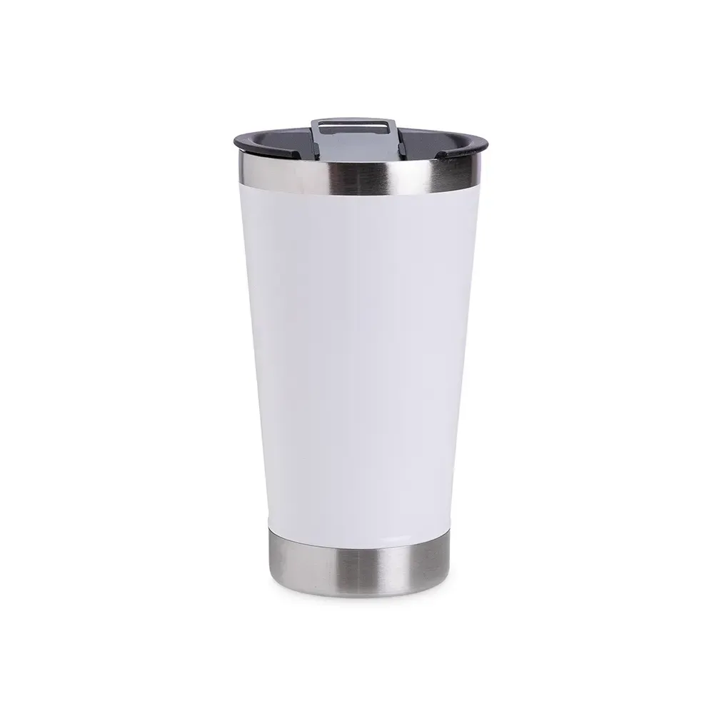 Copo inox personalizado 500ml com abridor de garrafa, branco