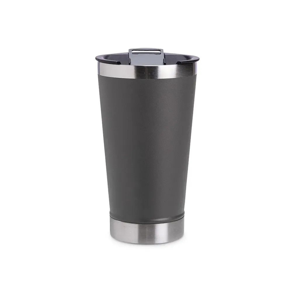 Copo inox personalizado 500ml com abridor de garrafa, cinza escuro