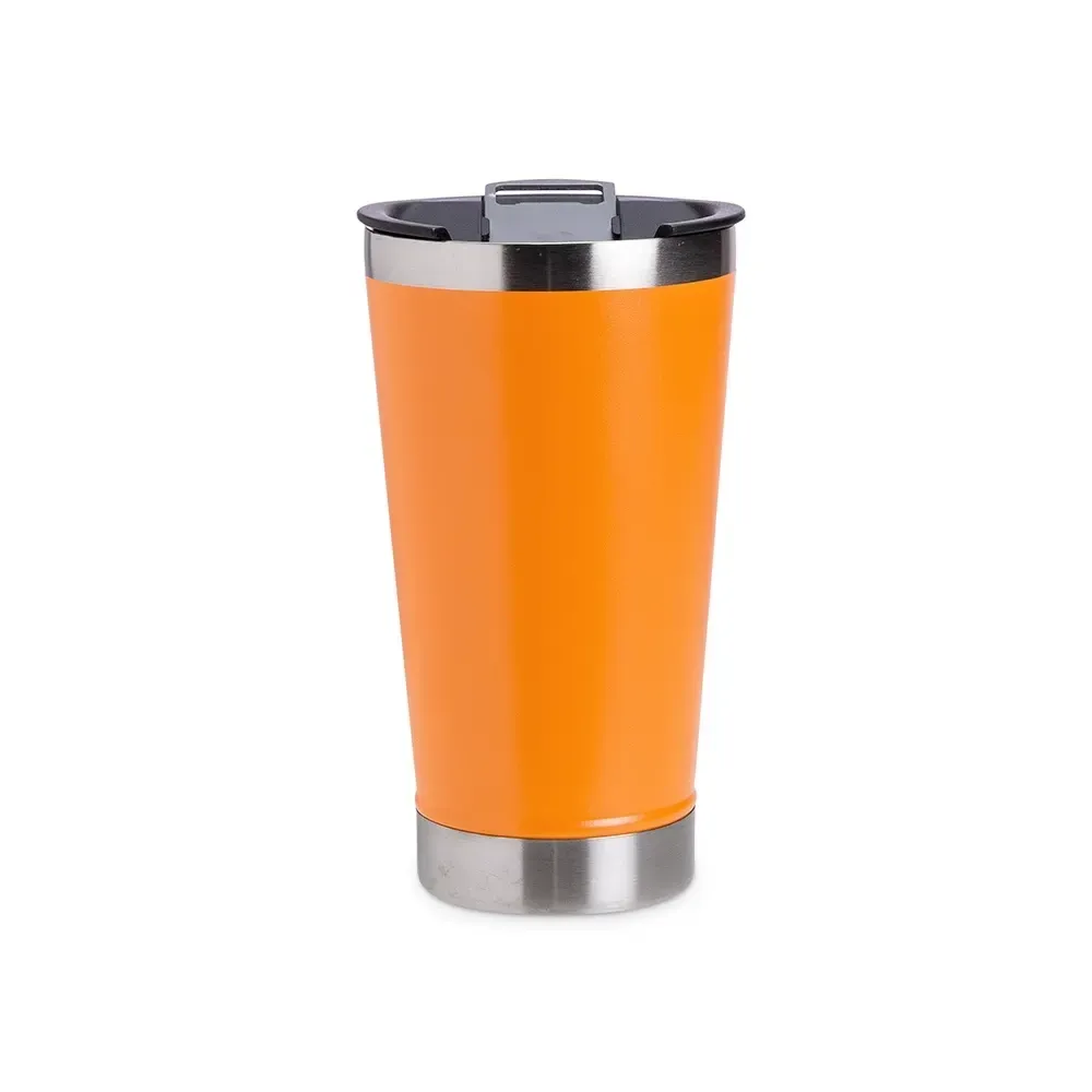 Copo inox personalizado 500ml com abridor de garrafa, laranja