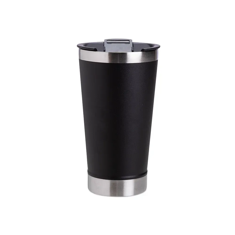 Copo inox personalizado 500ml com abridor de garrafa, preto