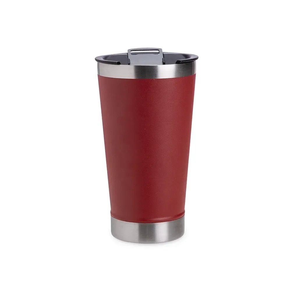 Copo inox personalizado 500ml com abridor de garrafa, vermelho