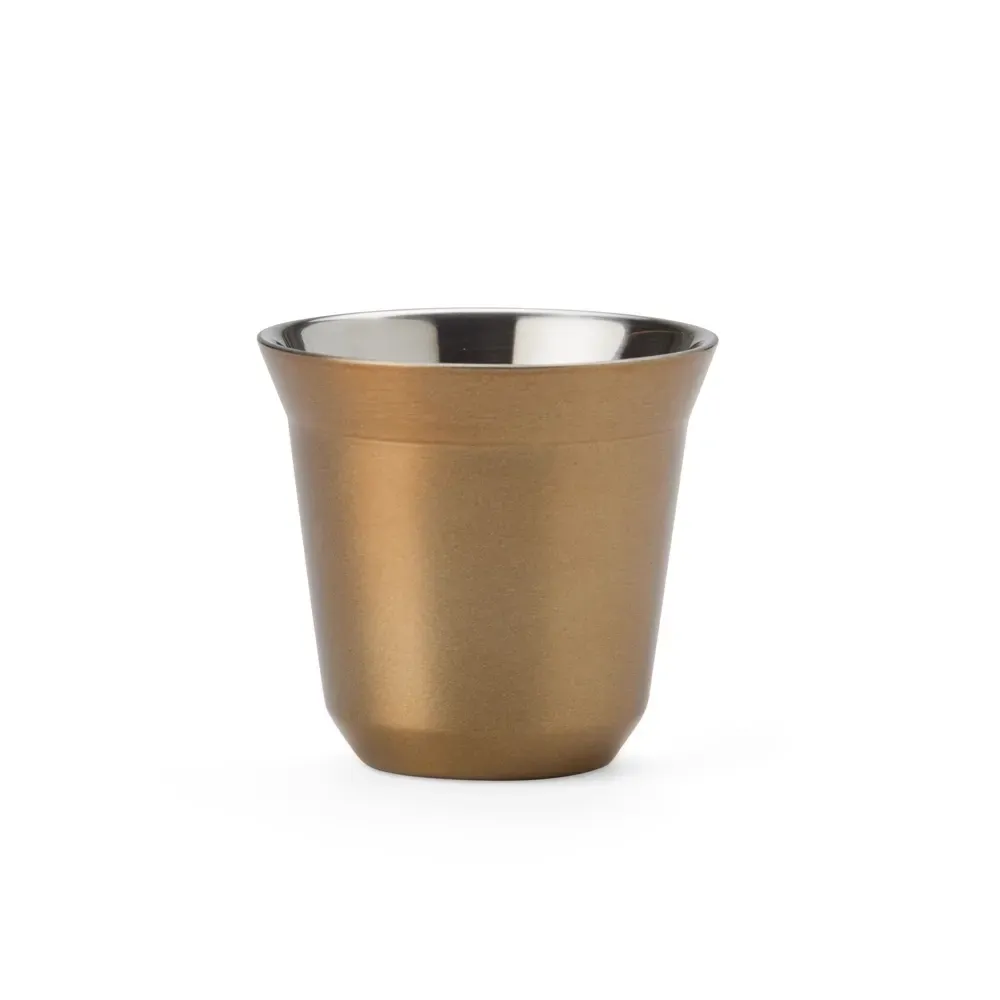 Copo inox parede dupla 80ml dourado personalizado