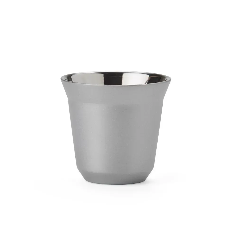 Copo inox parede dupla 80ml prata personalizado