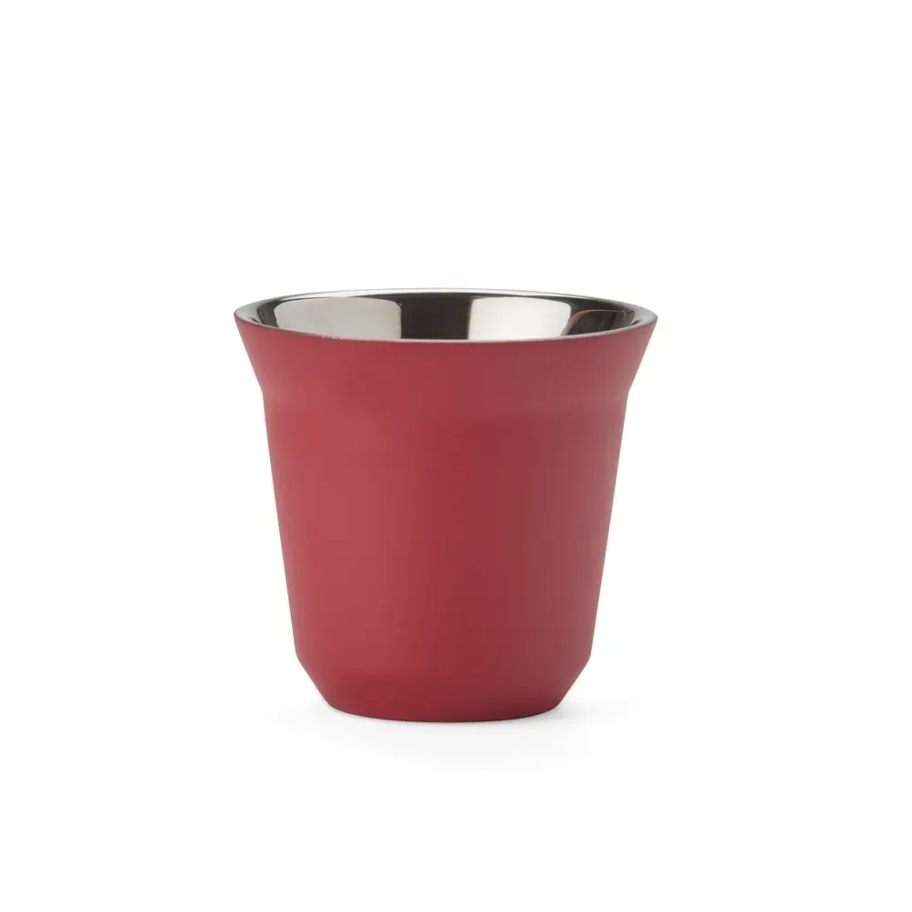 Copo inox parede dupla 80ml vermelho personalizado
