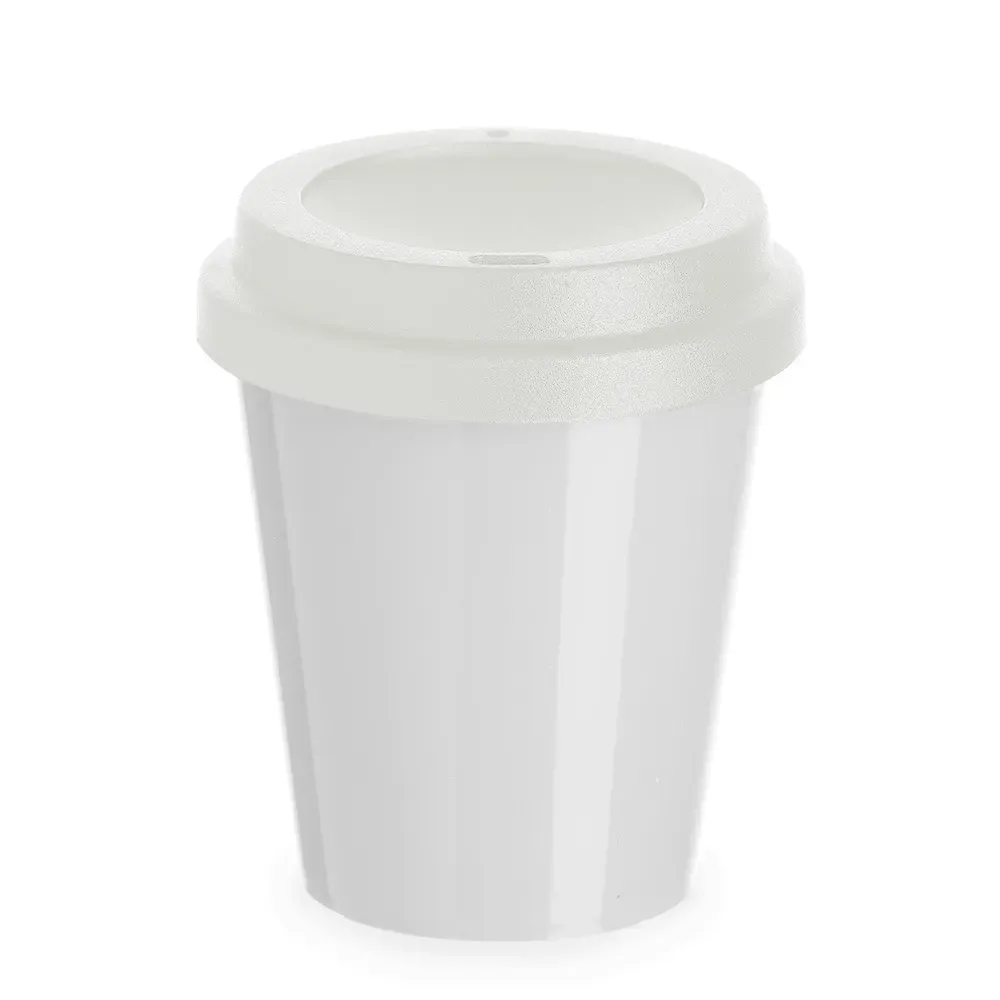 Copo plástico personalizado 350ml com tampa de bocal, branco