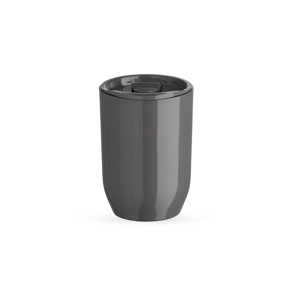 Copo plástico personalizado 350ml com tampa de pressão, cinza