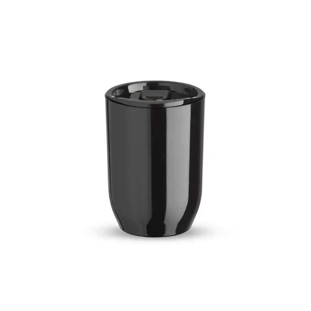 Copo plástico personalizado 350ml com tampa de pressão, preto