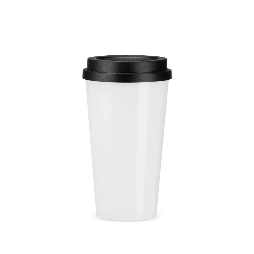 Copo plástico personalizado 550ml bicolor, branco com preto