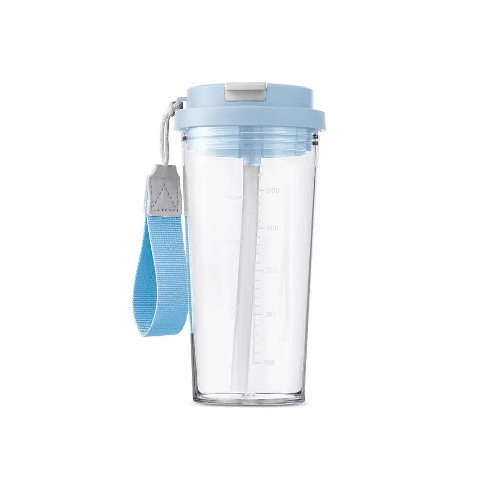 Copo plástico personalizado 600ml com alça, azul claro