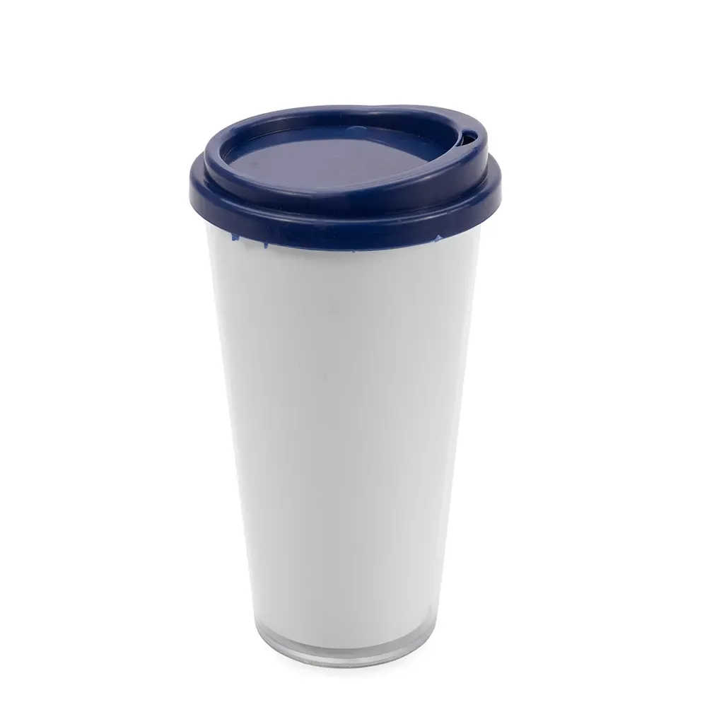 Copo Térmico Plástico Bicamada 400ml azul