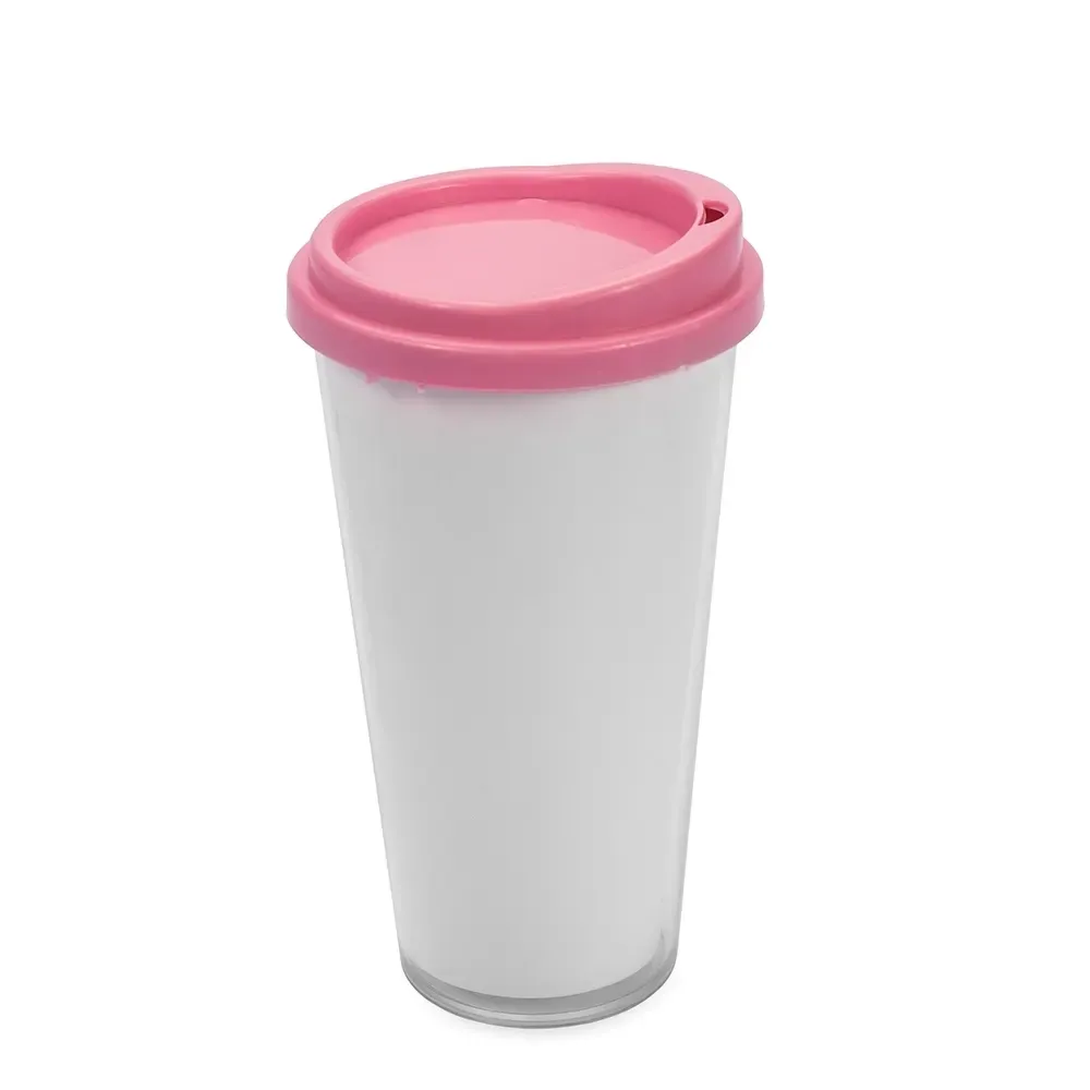 Copo Térmico Plástico Bicamada 400ml rosa
