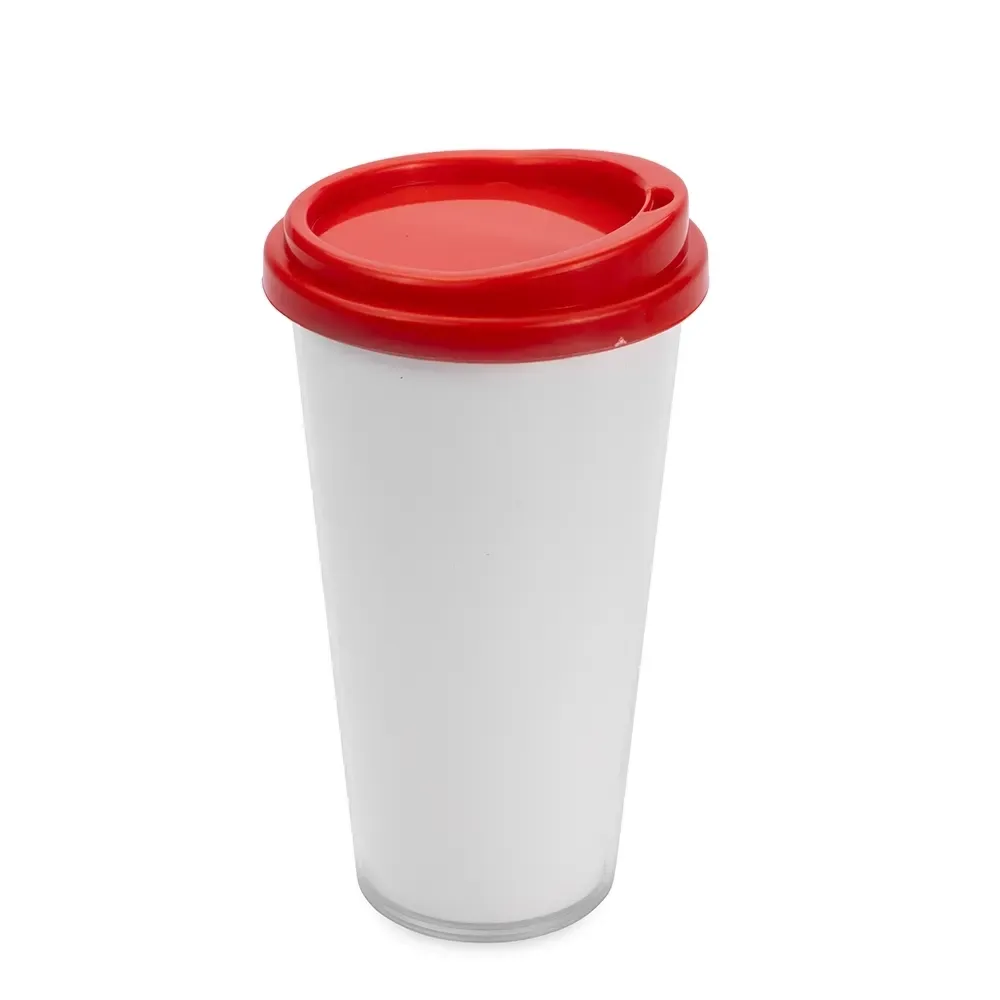 Copo Térmico Plástico Bicamada 400ml vermelho
