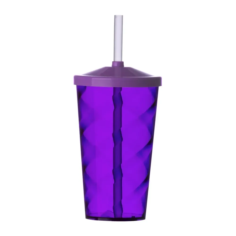 Copo PS personalizado 550ml com canudo, roxo