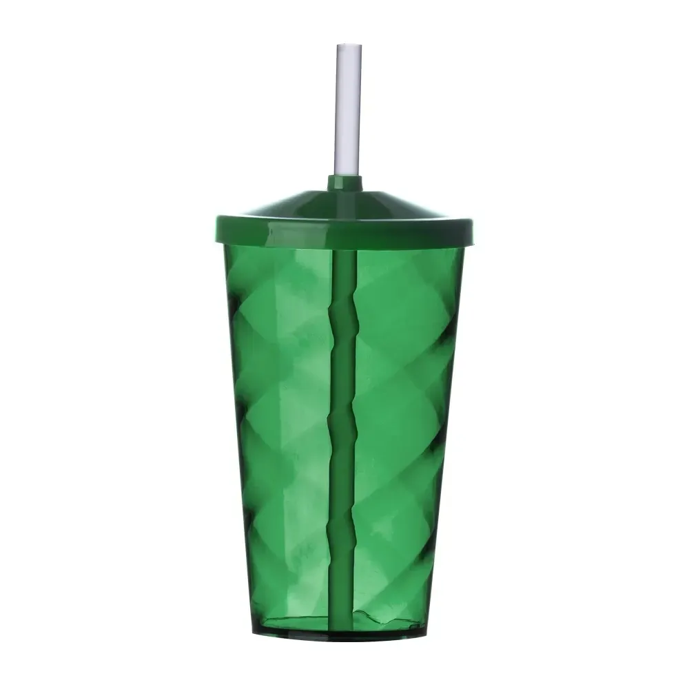 Copo PS personalizado 550ml com canudo, verde