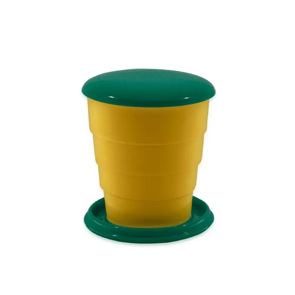 Copo retrátil personalizado 130ml, verde e amarelo
