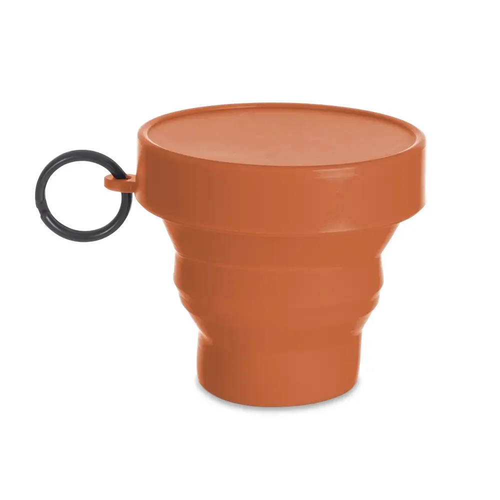 Copo retrátil de borracha personalizado 150ml, cor laranja