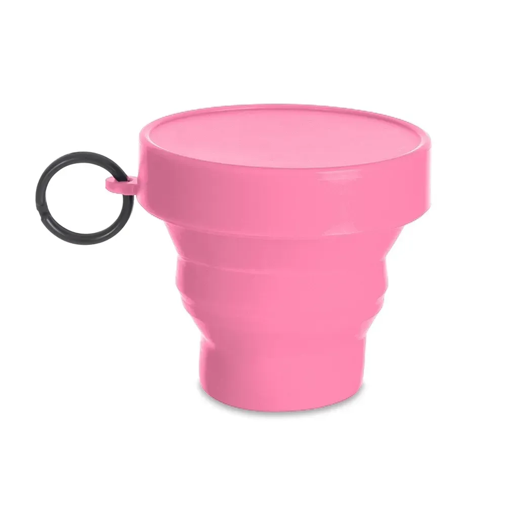 Copo retrátil de borracha personalizado 150ml, cor rosa claro