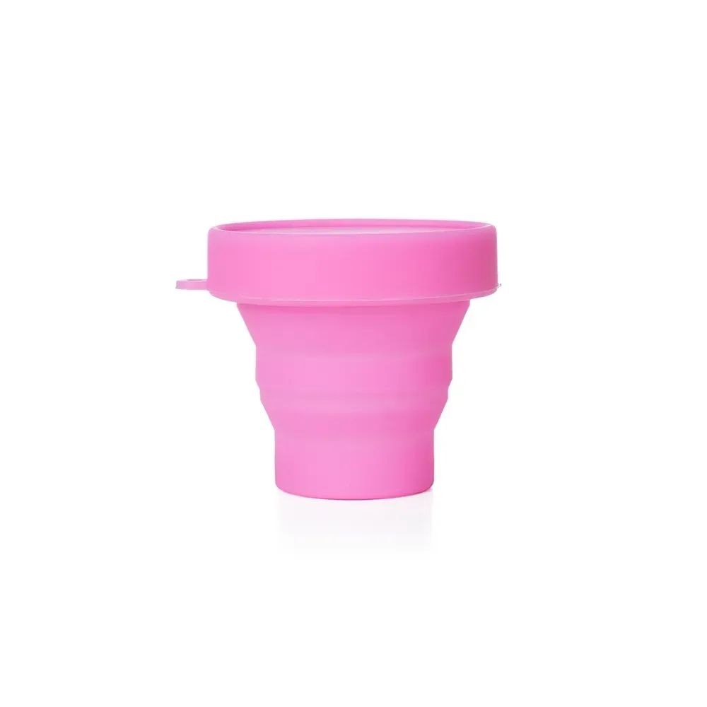 Copo retrátil de silicone personalizado 150ml, cor rosa claro