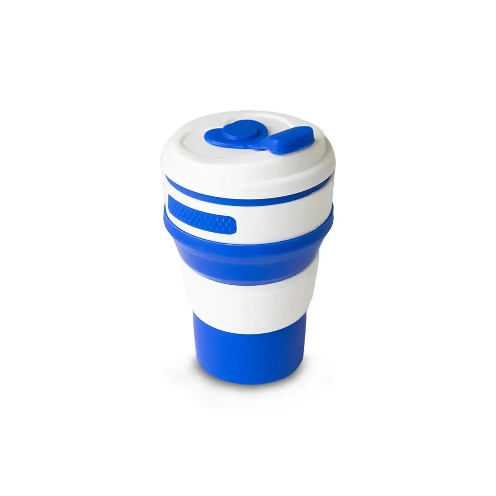 Copo retrátil de silicone personalizado 350ml, cor azul