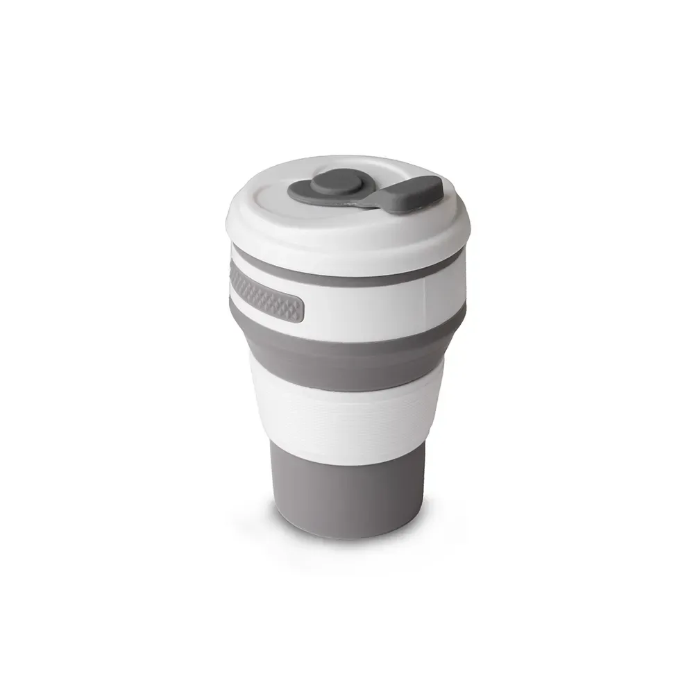 Copo retrátil de silicone personalizado 350ml, cor cinza