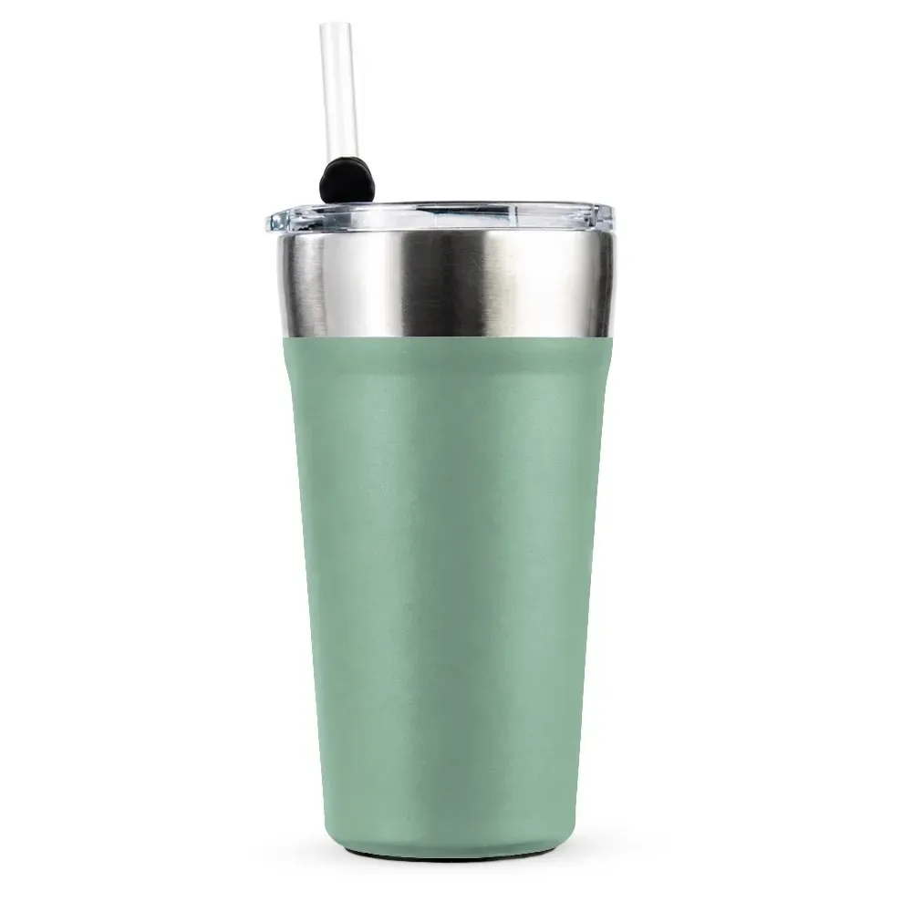 Copo térmico com canudo 550ml verde