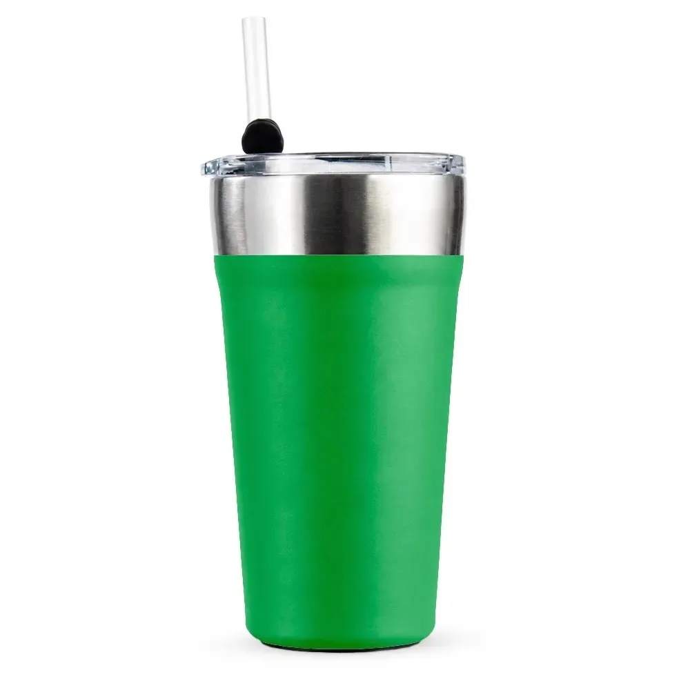 Copo térmico com canudo 550ml verde escuro