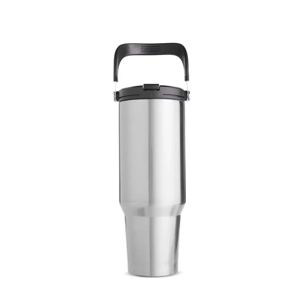 Copo térmico inox 1,25L cor inox com alça e canudo personalizado