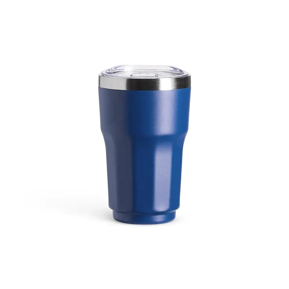 Copo térmico inox 300ml azul, tampa livre de BPA, personalizado
