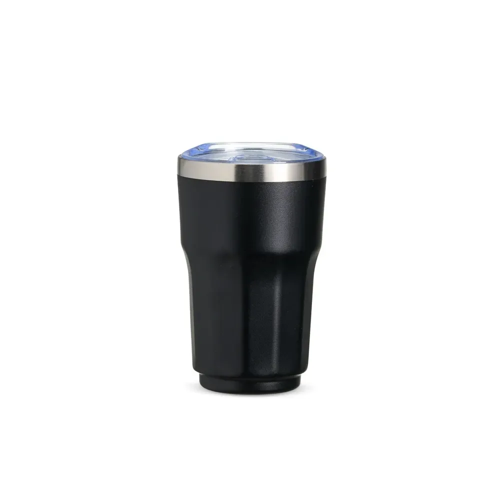 Copo térmico inox 300ml preto, tampa livre de BPA, personalizado