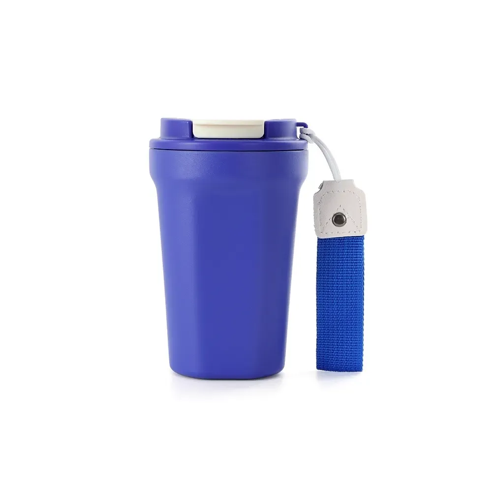 Copo Térmico Inox 350ml com Alça de Nylon azul
