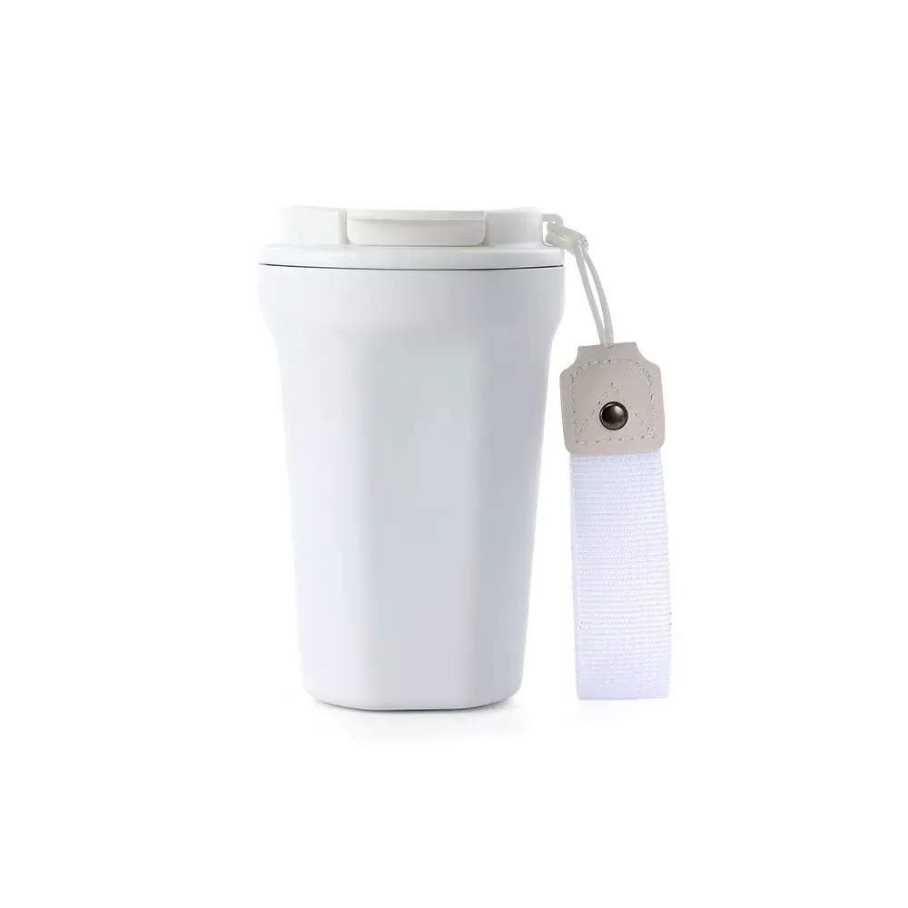 Copo Térmico Inox 350ml com Alça de Nylon branco