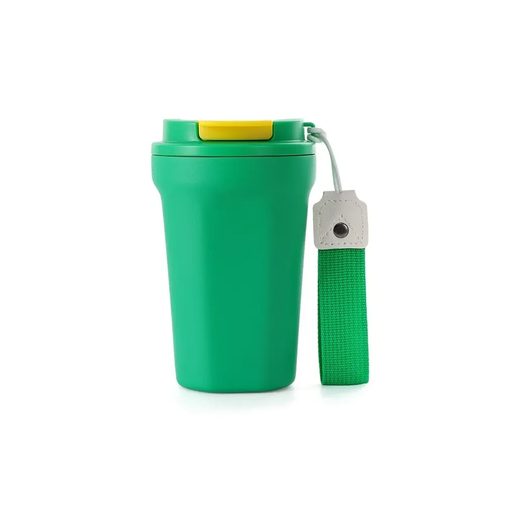 Copo Térmico Inox 350ml com Alça de Nylon verde