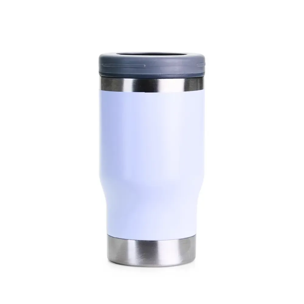 Copo térmico inox 380ml branco com abridor e detalhe em inox personalizado