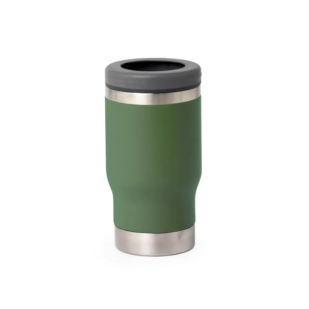 Copo térmico inox 380ml verde com abridor e detalhe em inox personalizado