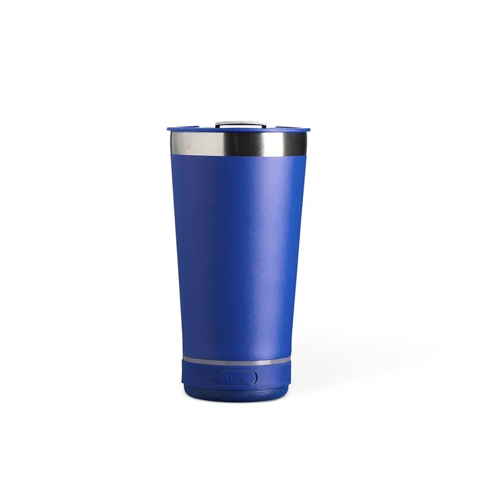 Copo Térmico Inox 400ml com Caixa de Som azul