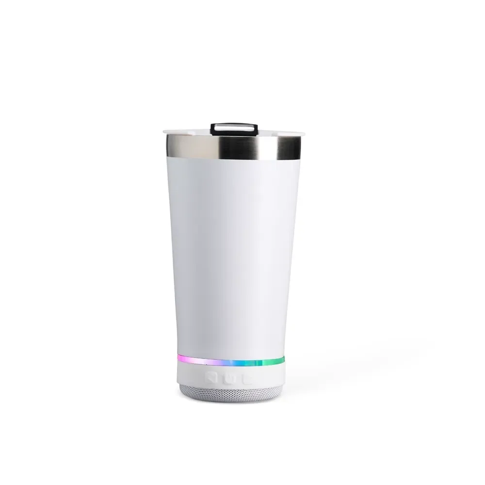 Copo Térmico Inox 400ml com Caixa de Som branco