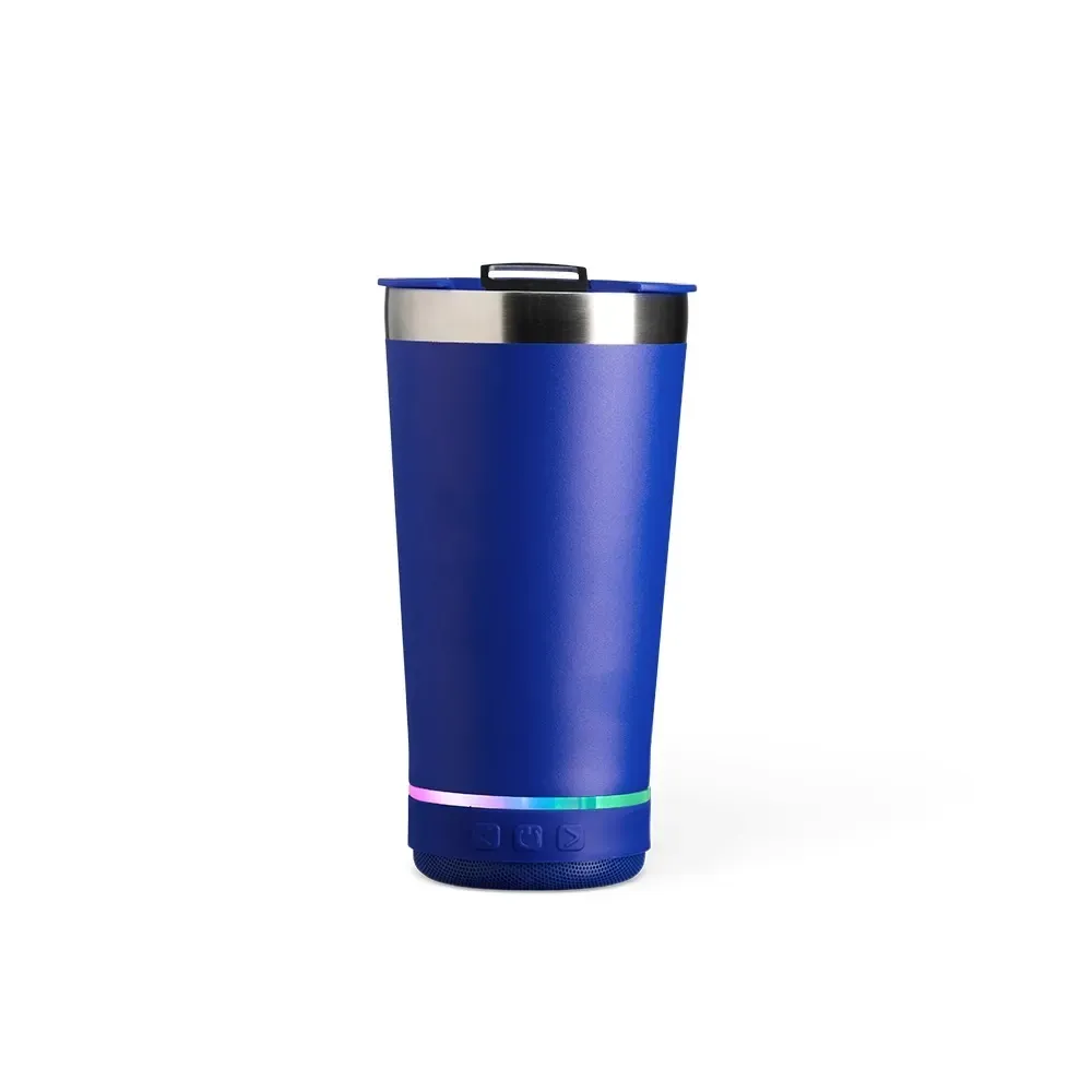 Copo Térmico Inox 400ml com Caixa de Som azul