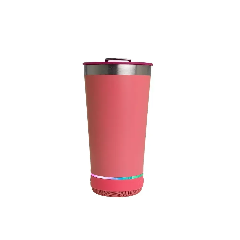 Copo Térmico Inox 400ml com Caixa de Som pink