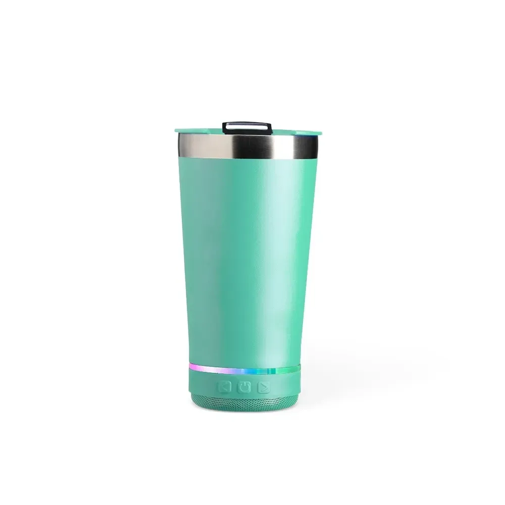 Copo Térmico Inox 400ml com Caixa de Som turquesa