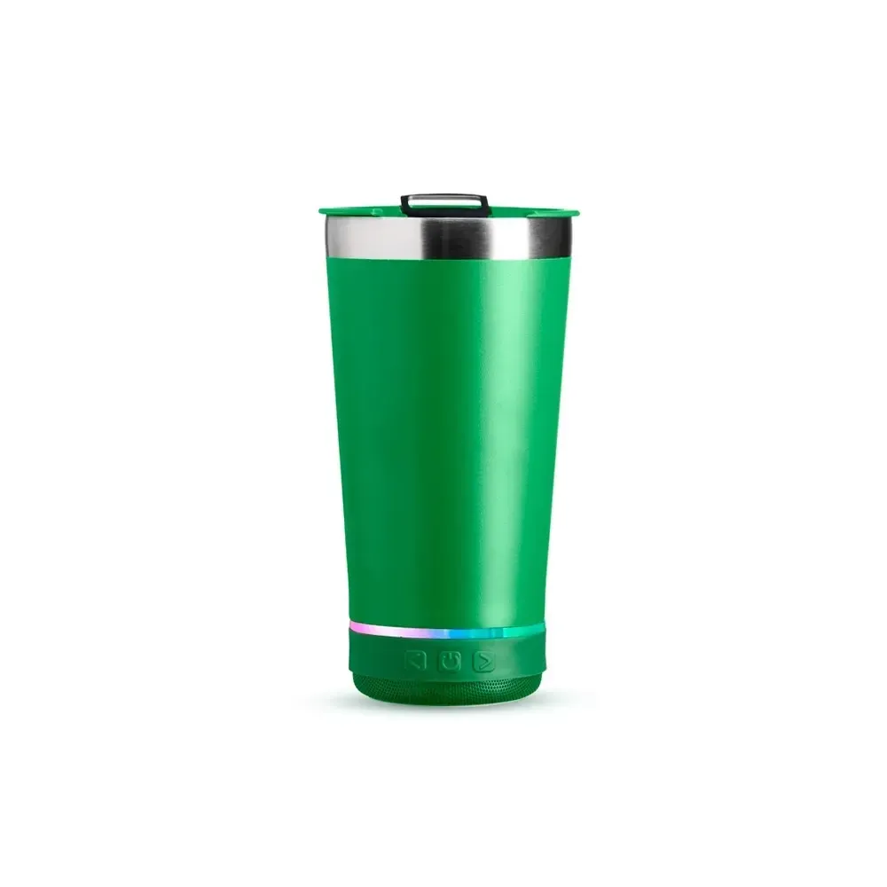 Copo Térmico Inox 400ml com Caixa de Som verde