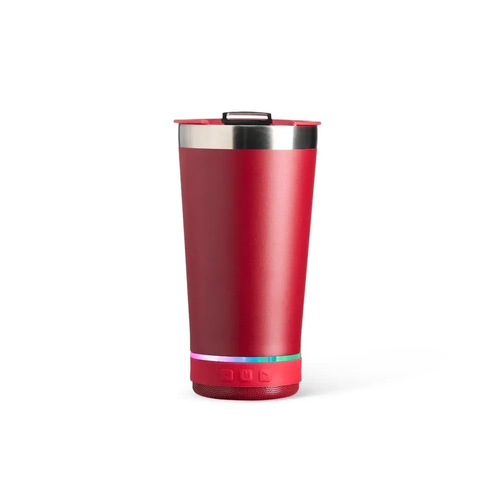 Copo Térmico Inox 400ml com Caixa de Som vermelho