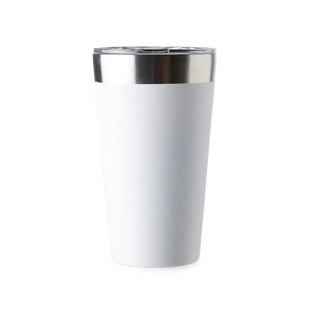 Copo térmico inox 473ml branco com tampa acrílica personalizado