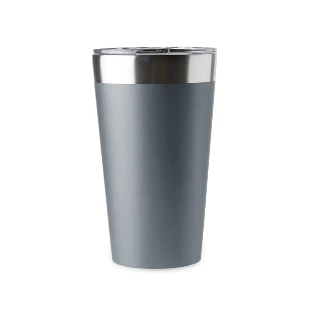 Copo térmico inox 473ml cinza com tampa acrílica personalizado