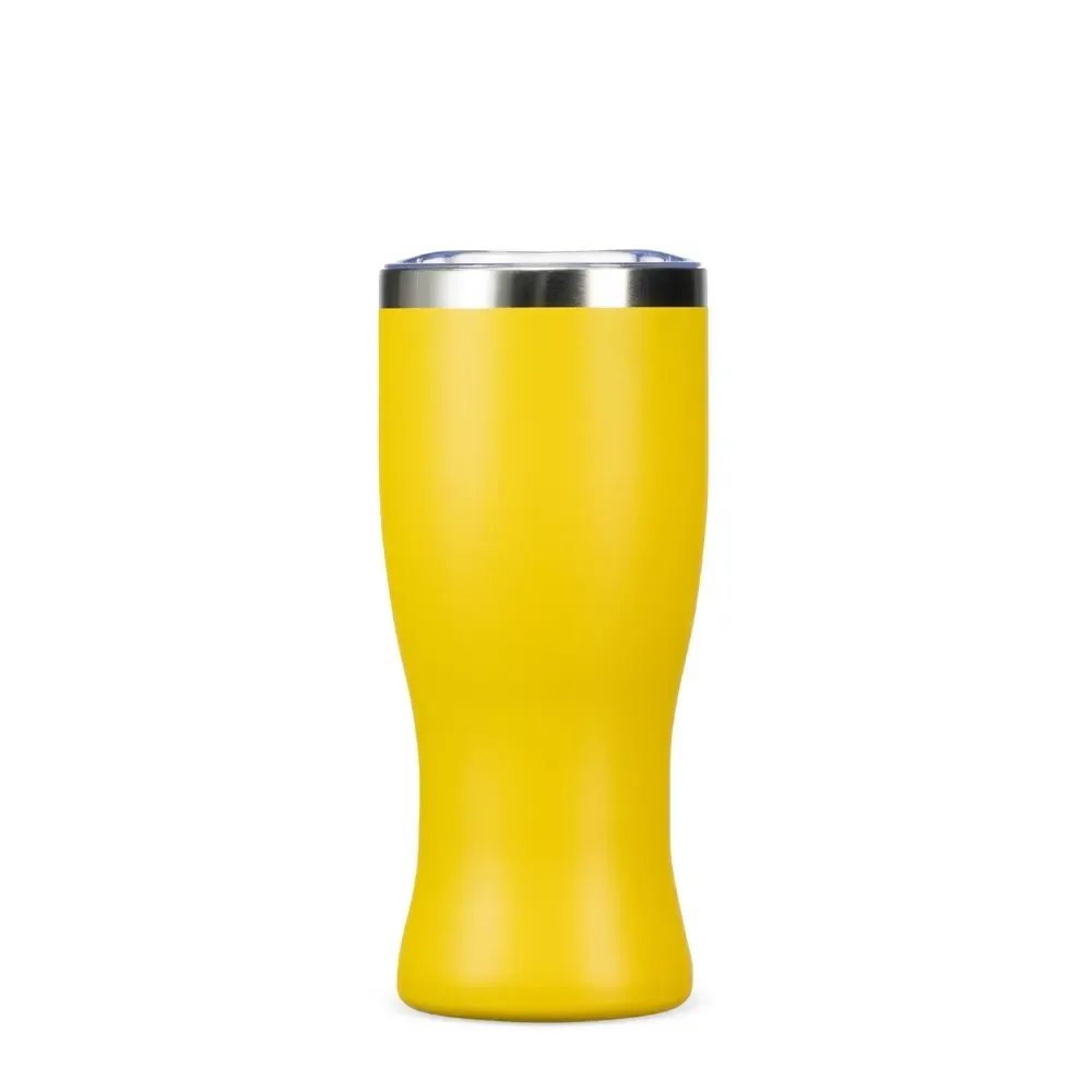 Copo térmico inox 480ml amarelo, formato tulipa, personalizado