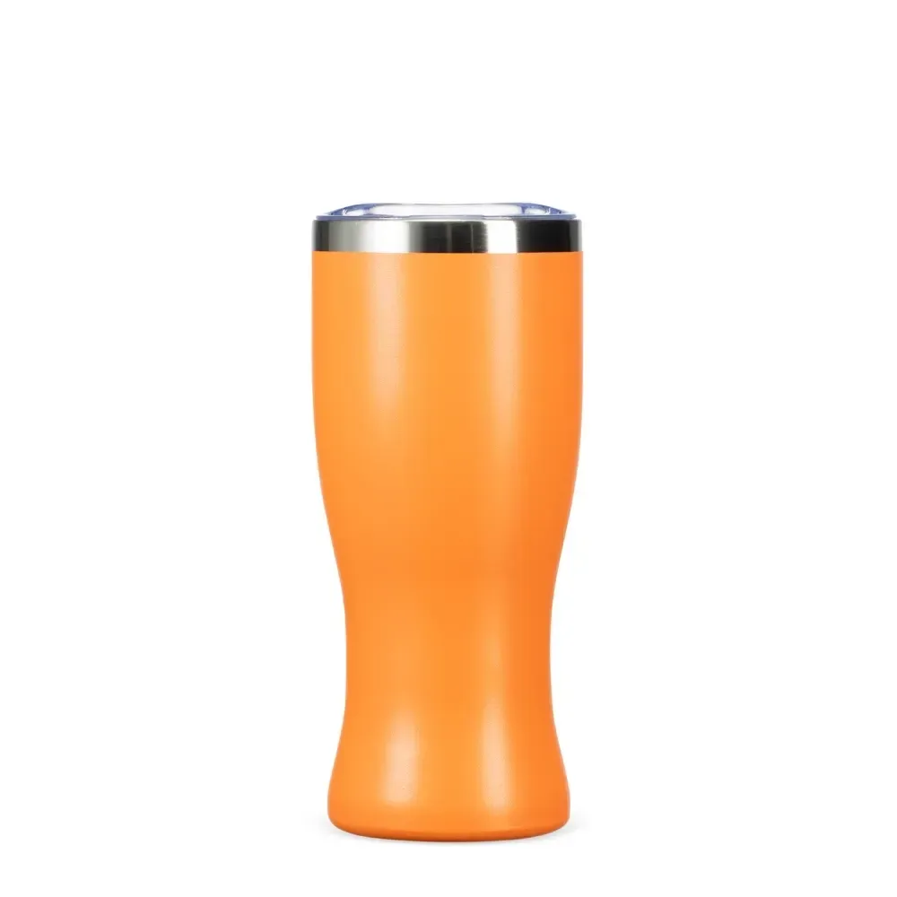 Copo térmico inox 480ml laranja, formato tulipa, personalizado