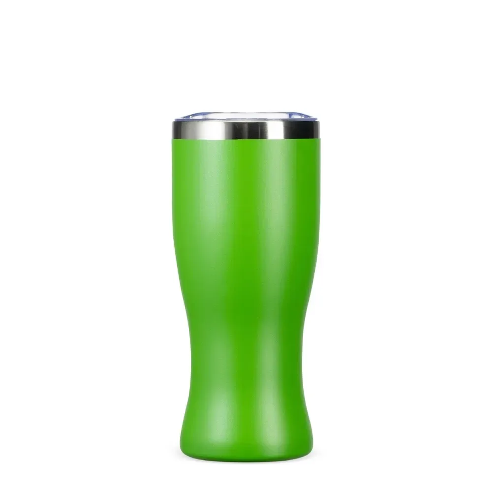 Copo térmico inox 480ml verde, formato tulipa, personalizado