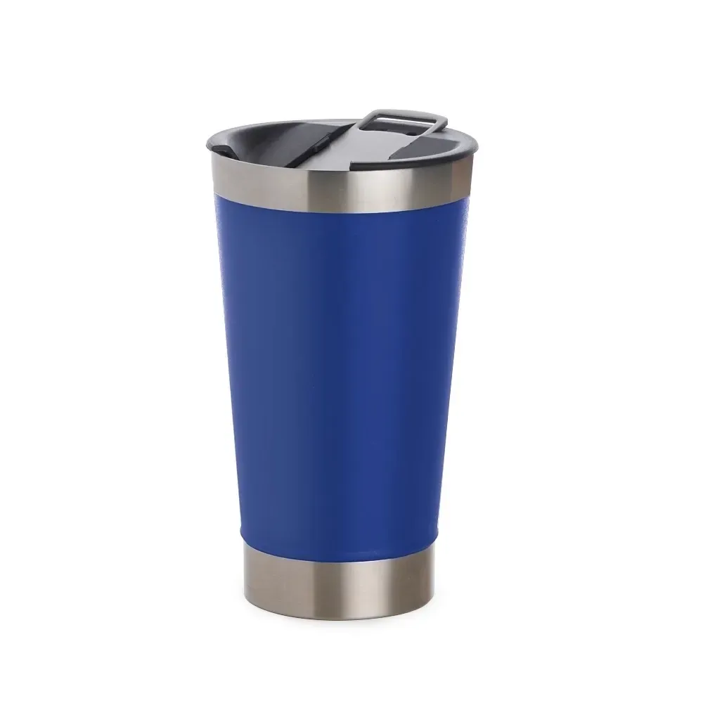 Copo Térmico Inox 500ml com Abridor azul