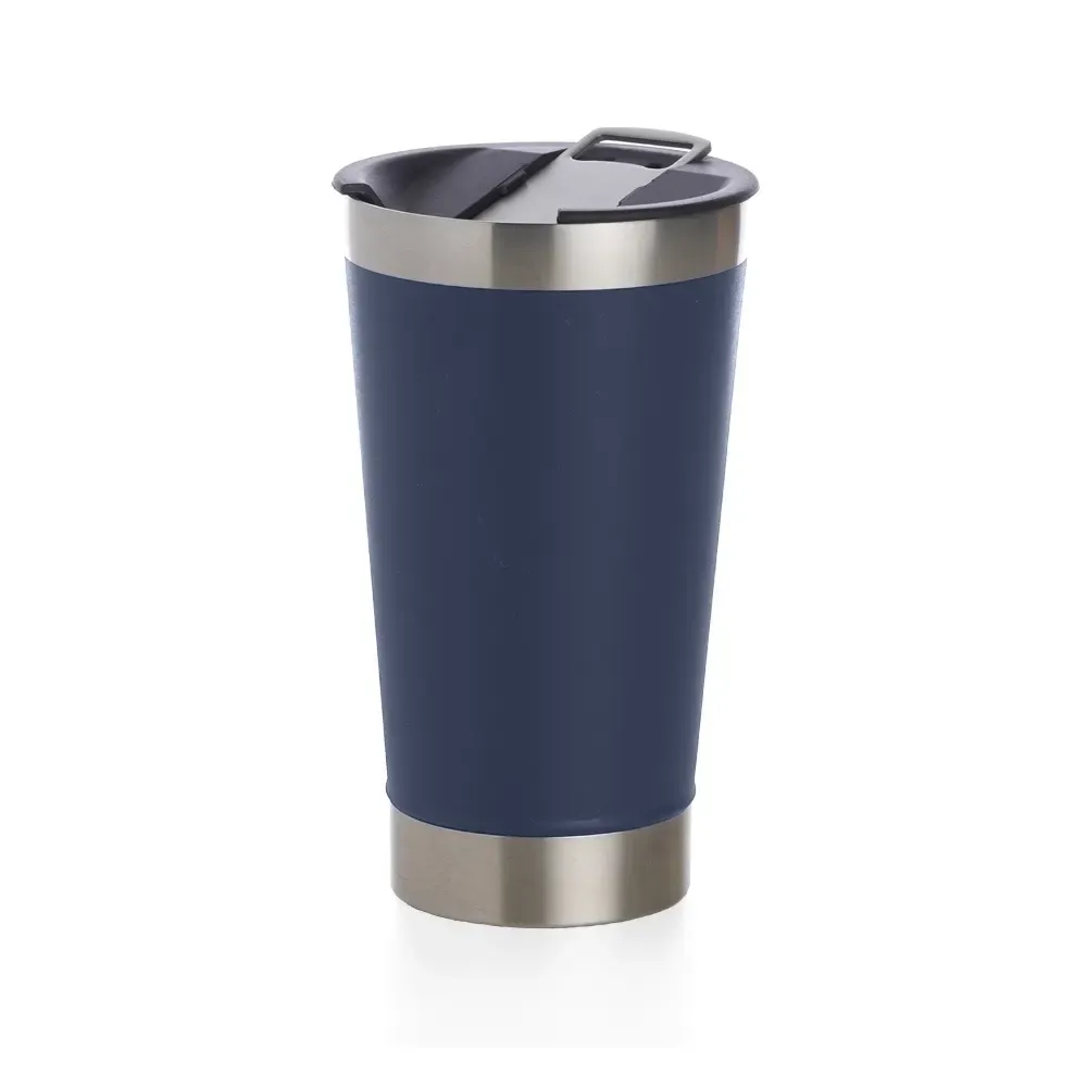 Copo Térmico Inox 500ml com Abridor azul escuro