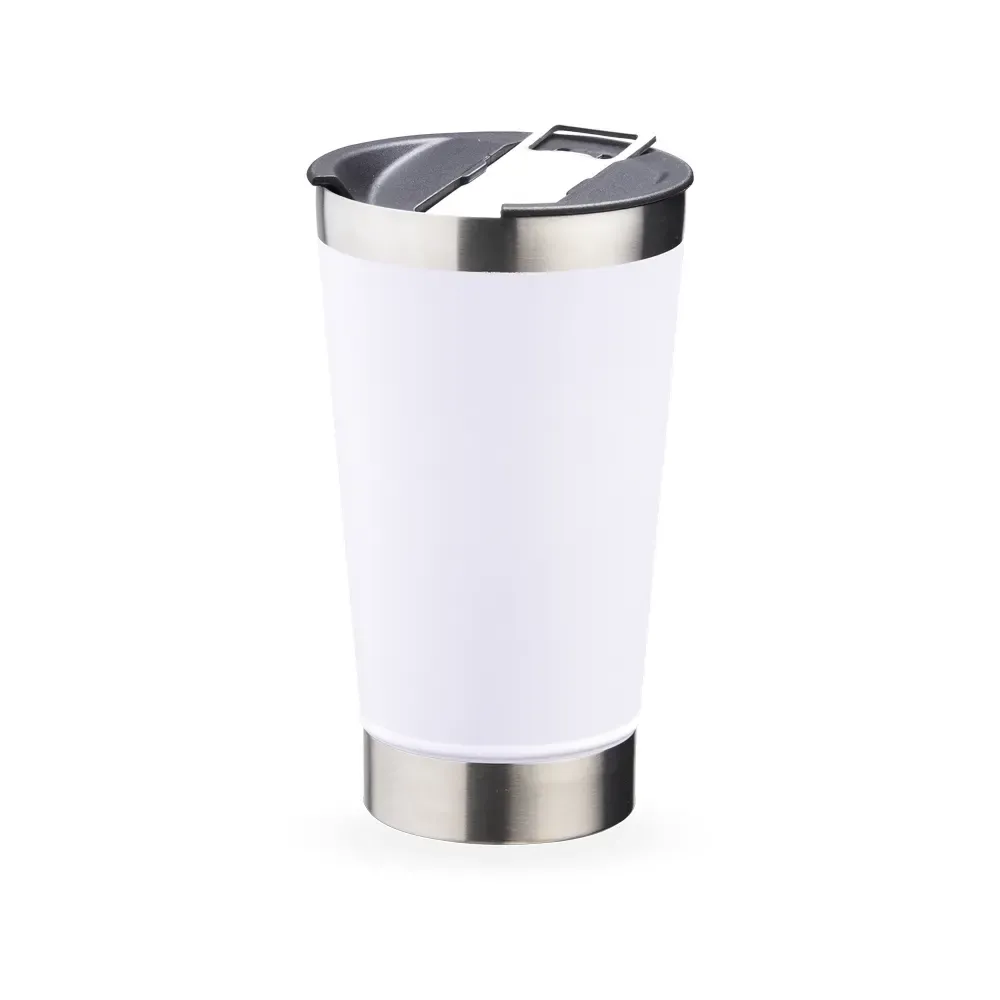 Copo Térmico Inox 500ml com Abridor branco